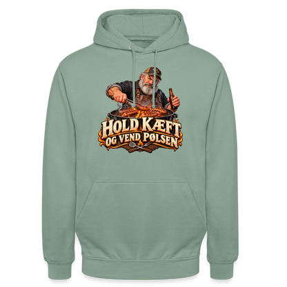 CityShirts - Hoodie - Hold kæft og vend pølsen - CS045 - grågrøn