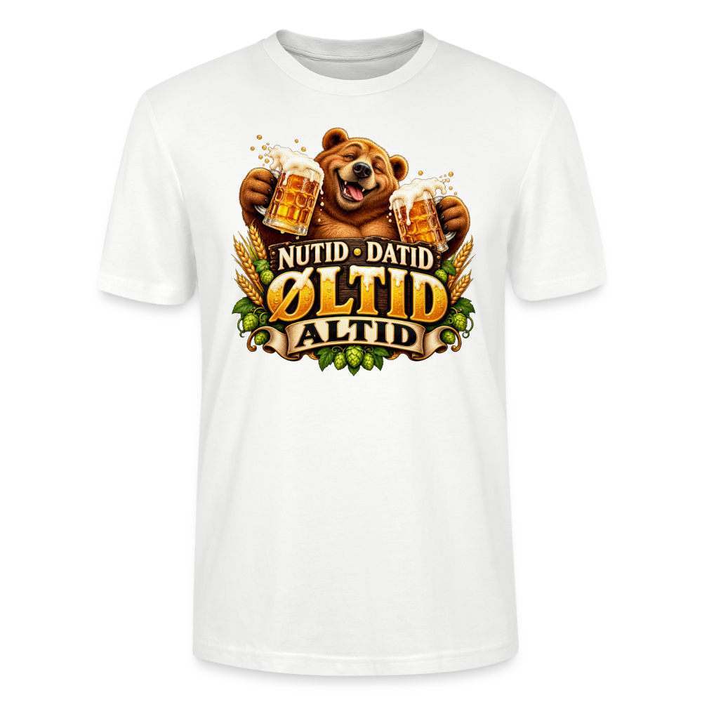 CityShirts - T-shirt - Nutid, datid, øltid – altid - CS006 - hvid