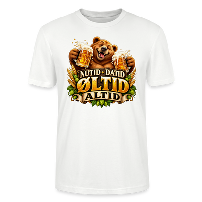 CityShirts - T-shirt - Nutid, datid, øltid – altid - CS006 - hvid