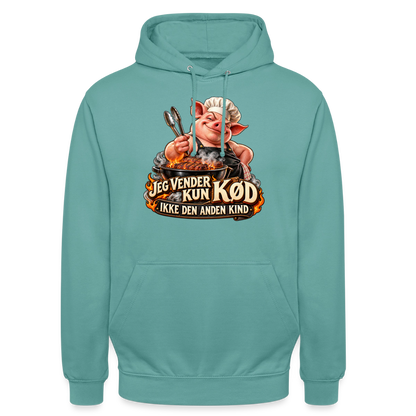 CityShirts - Hoodie - Jeg vender kun kød – Ikke den anden kind - CS044 - pastelturkis
