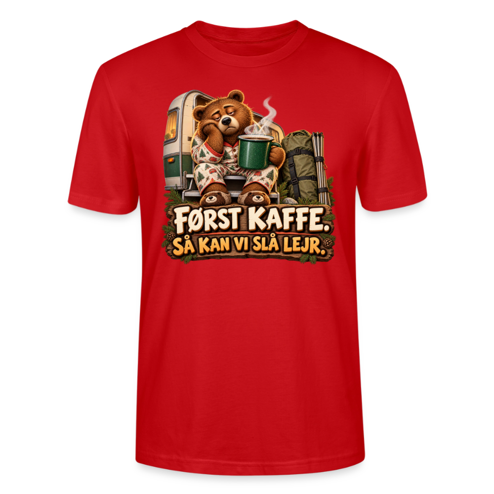 CityShirts - T-shirt - Først kaffe – Så kan vi slå lejr - CS043 - rød