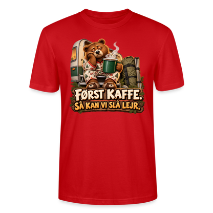 CityShirts - T-shirt - Først kaffe – Så kan vi slå lejr - CS043 - rød