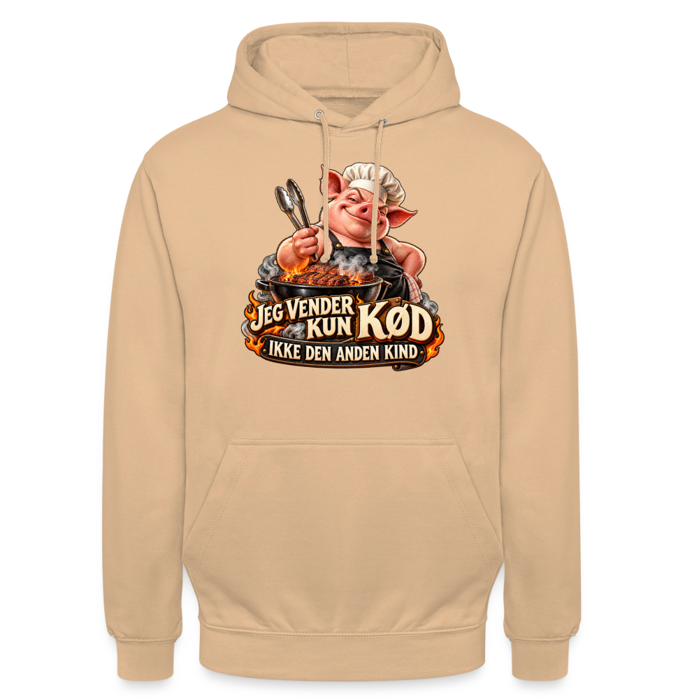 CityShirts - Hoodie - Jeg vender kun kød – Ikke den anden kind - CS044 - fersken