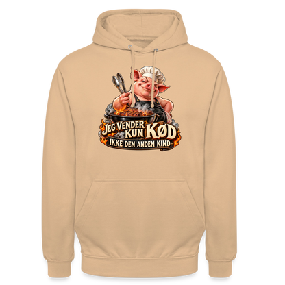 CityShirts - Hoodie - Jeg vender kun kød – Ikke den anden kind - CS044 - fersken