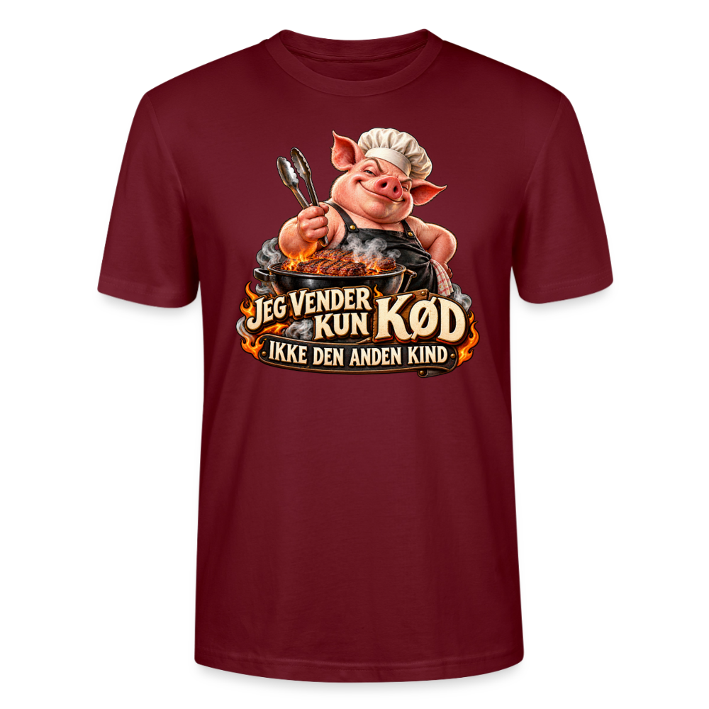 CityShirts - T-shirt - Jeg vender kun kød – Ikke den anden kind - CS044 - burgunder-rød