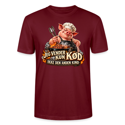 CityShirts - T-shirt - Jeg vender kun kød – Ikke den anden kind - CS044 - burgunder-rød