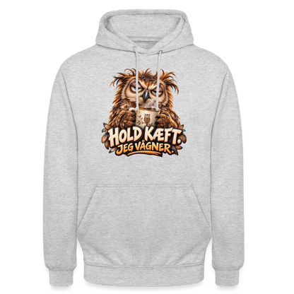 CityShirts - Hoodie - Hold kæft. Jeg vågner. – morgenugle - CS027 - lysegrå meleret