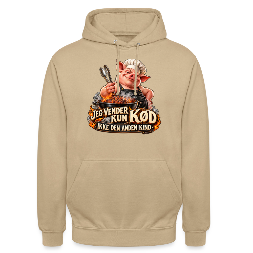 CityShirts - Hoodie - Jeg vender kun kød – Ikke den anden kind - CS044 - beige
