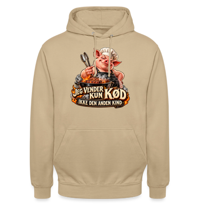 CityShirts - Hoodie - Jeg vender kun kød – Ikke den anden kind - CS044 - beige