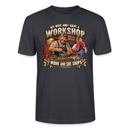 CityShirts - T-shirt - Workshop – I work and she shops - CS021 - mørk gråblå