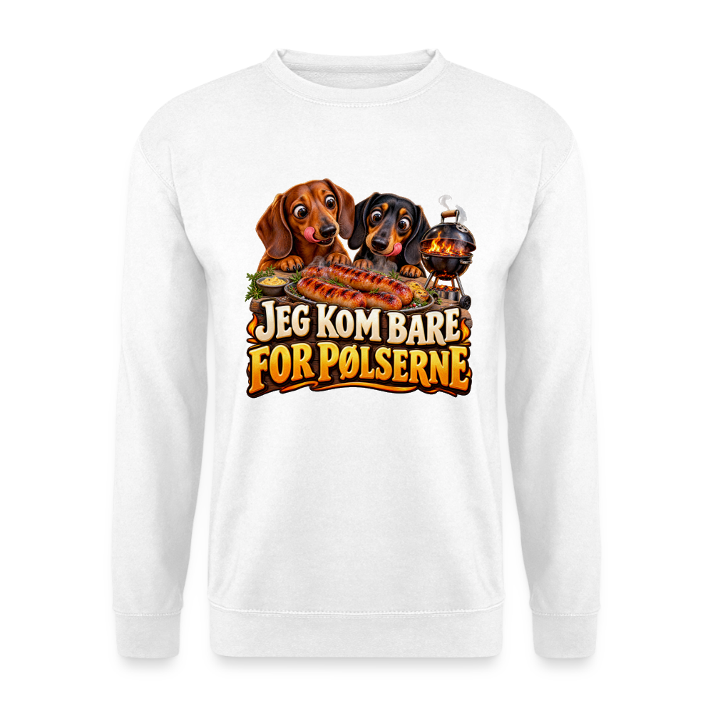 CityShirts - Sweatshirt - Jeg kom bare for pølserne - CS048 - hvid