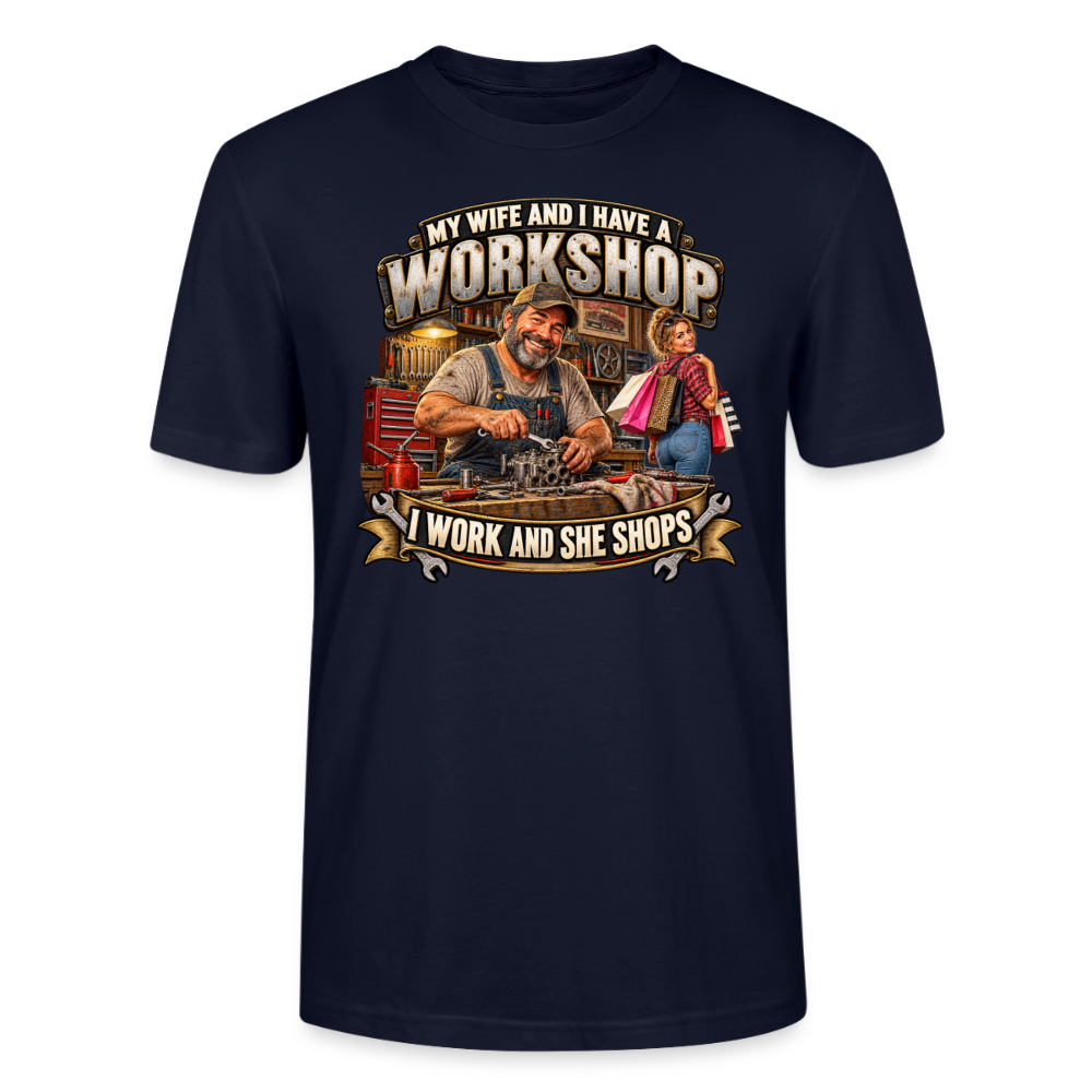 CityShirts - T-shirt - Workshop – I work and she shops - CS021 - marineblå