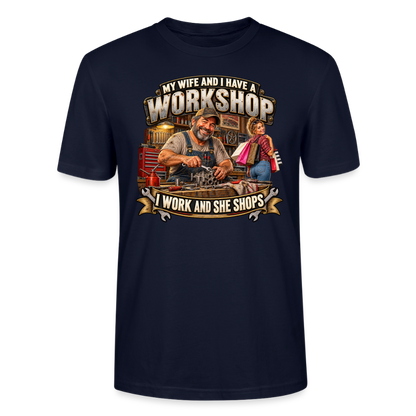 CityShirts - T-shirt - Workshop – I work and she shops - CS021 - marineblå
