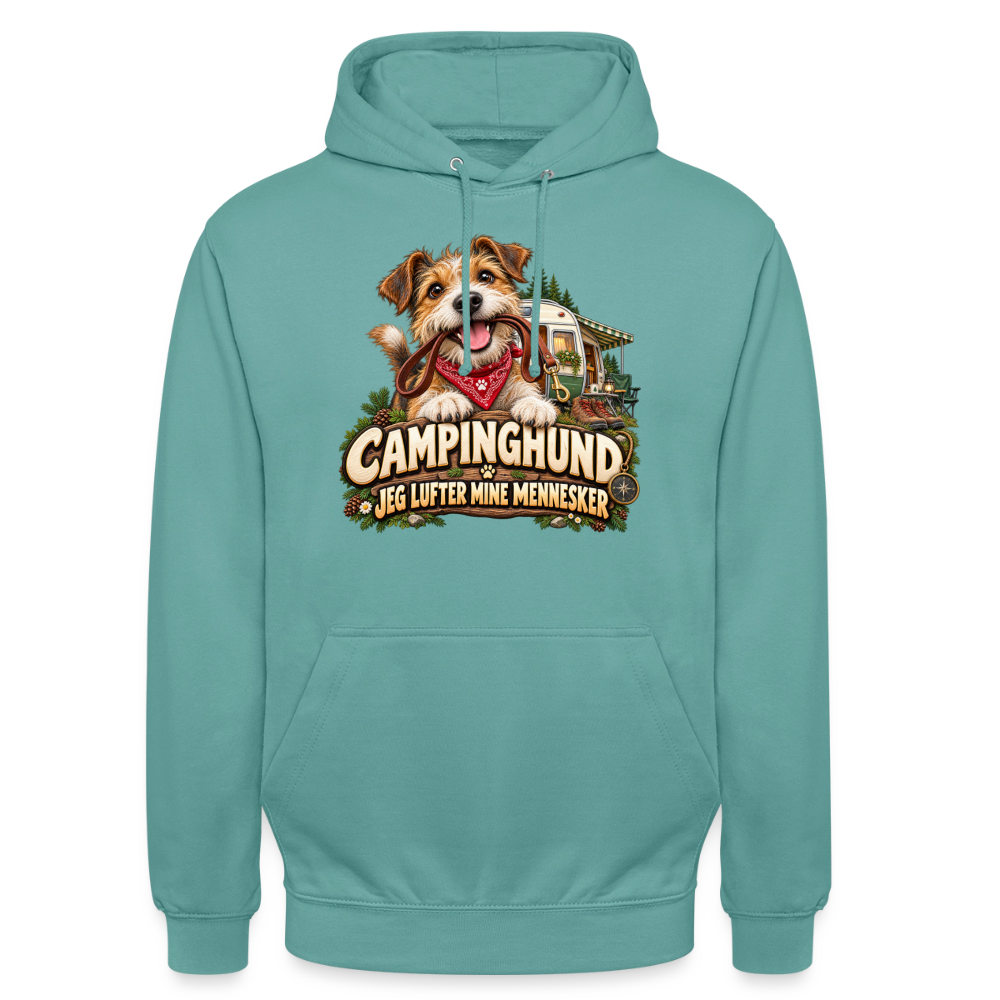 CityShirts - Hoodie - Campinghund – Jeg lufter mine mennesker - CS041 - pastelturkis