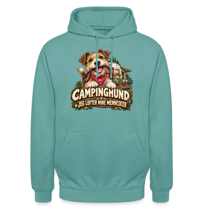 CityShirts - Hoodie - Campinghund – Jeg lufter mine mennesker - CS041 - pastelturkis