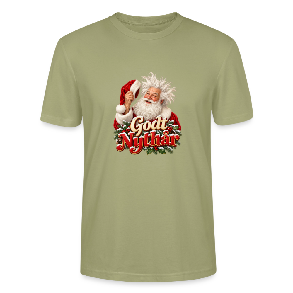 CityShirts - T-shirt - Godt Nythår – julemand med morgenhår - CS061 - grågrøn