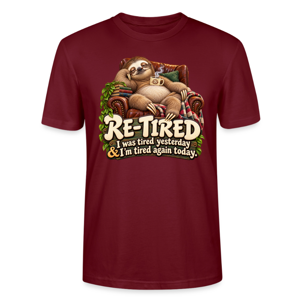 CityShirts - T-shirt - Re-tired – Tired again today - CS009 - burgunder-rød