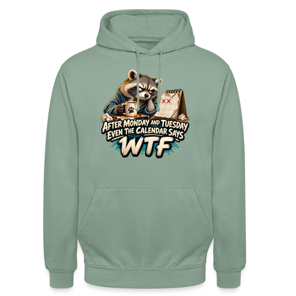 CityShirts - Hoodie - Even the calendar says WTF - CS014 - grågrøn
