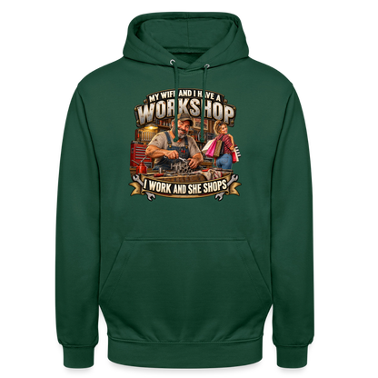 CityShirts - Hoodie - Workshop – I work and she shops - CS021 - flaskegrøn