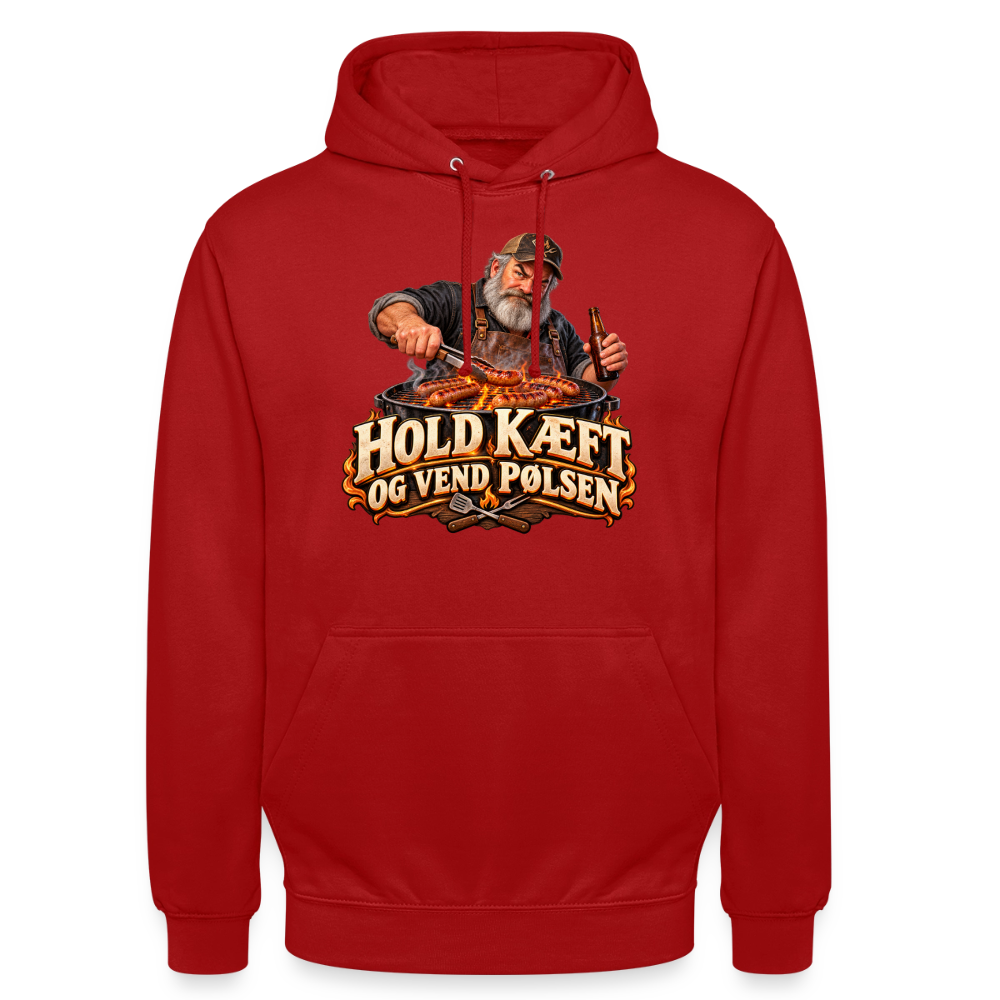 CityShirts - Hoodie - Hold kæft og vend pølsen - CS045 - rød