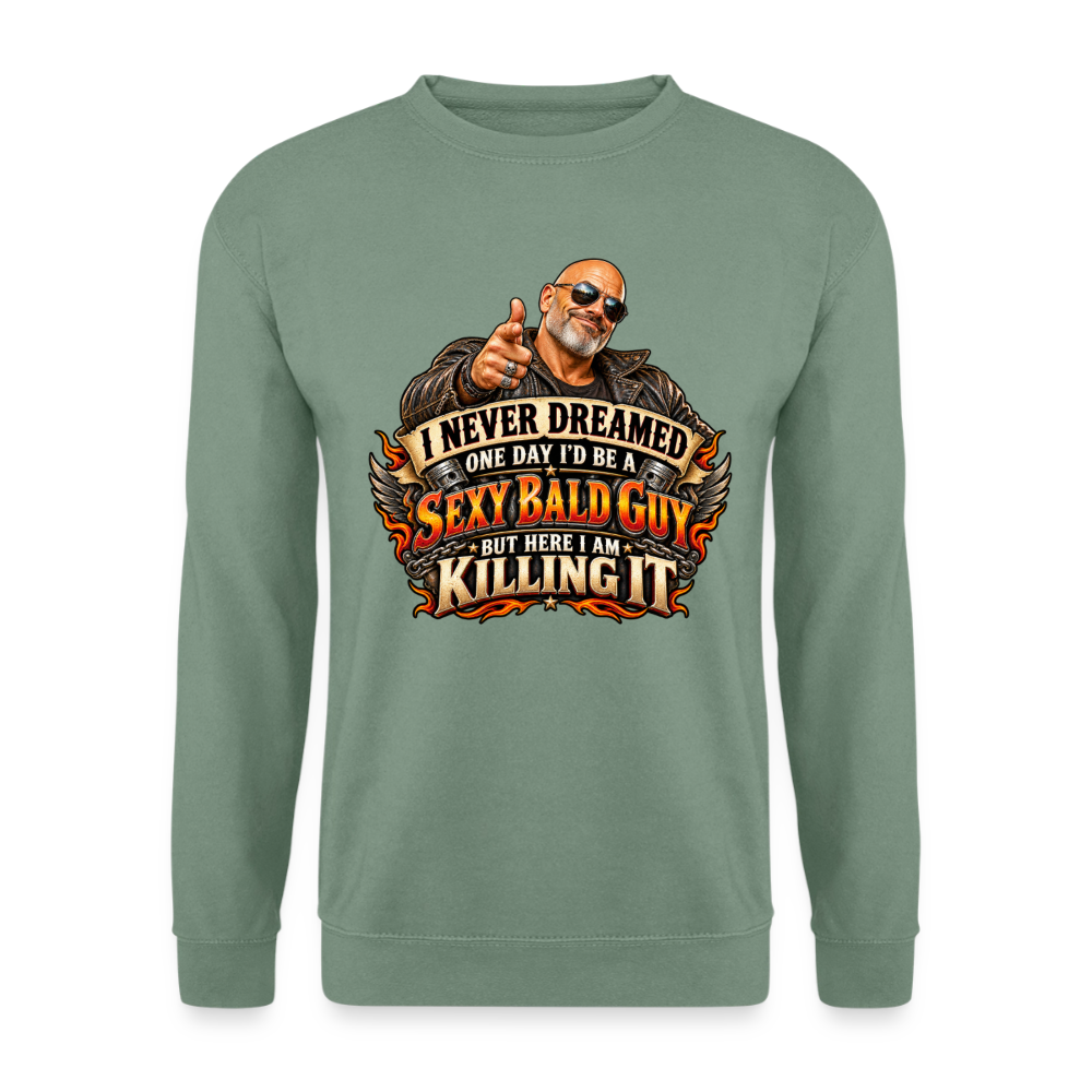 CityShirts - Sweatshirt - Sexy Bald Guy – Killing It - CS008 - grågrøn