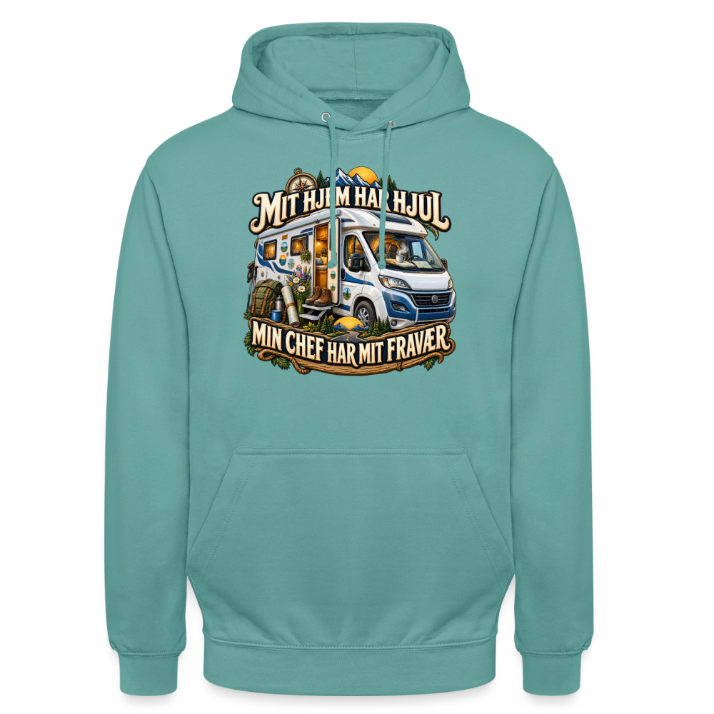 CityShirts - Hoodie - Mit hjem har hjul – Min chef har mit fravær - CS040 - pastelturkis
