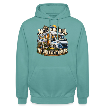 CityShirts - Hoodie - Mit hjem har hjul – Min chef har mit fravær - CS040 - pastelturkis
