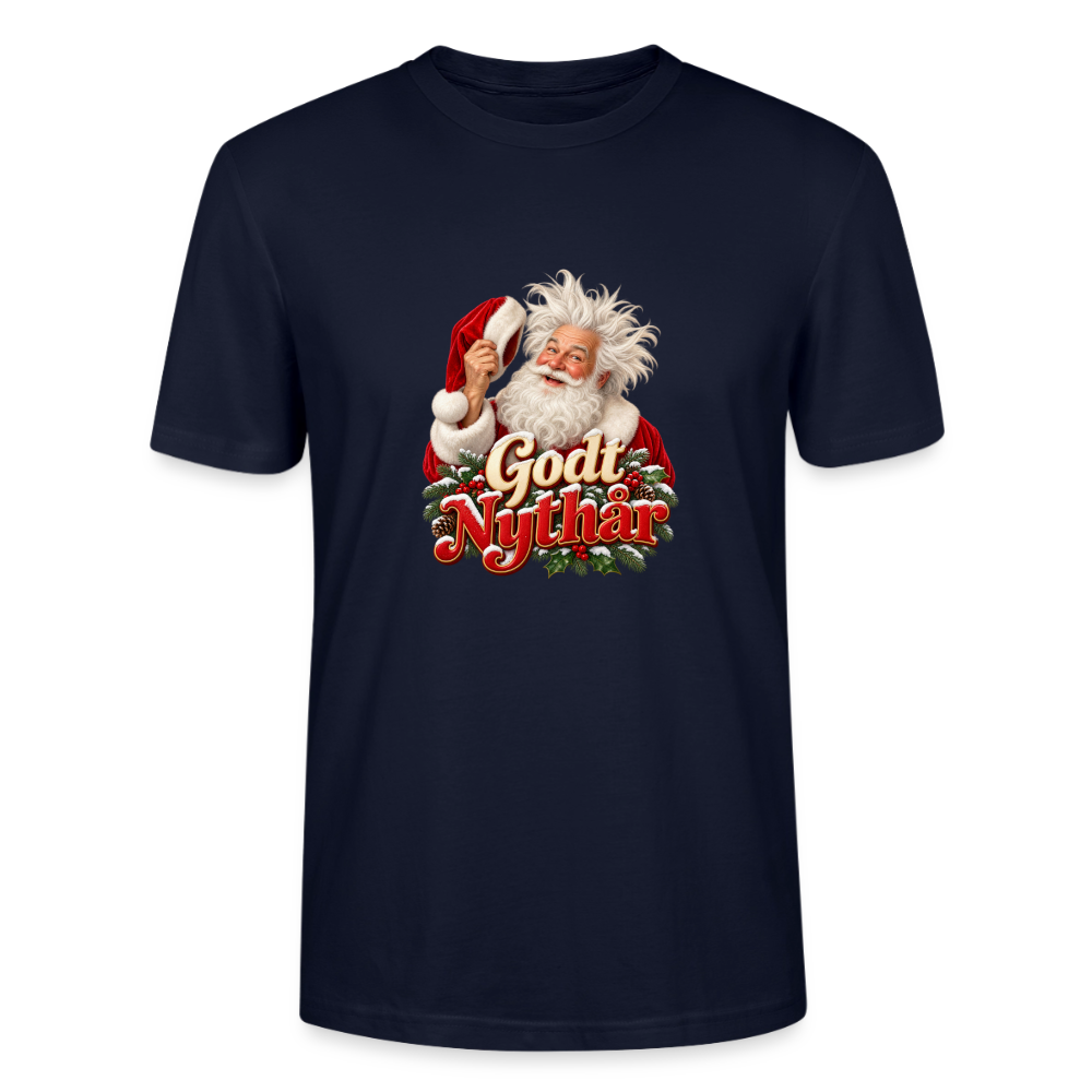 CityShirts - T-shirt - Godt Nythår – julemand med morgenhår - CS061 - marineblå