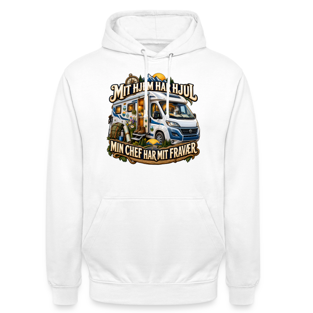 CityShirts - Hoodie - Mit hjem har hjul – Min chef har mit fravær - CS040 - hvid