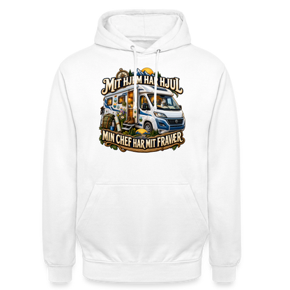 CityShirts - Hoodie - Mit hjem har hjul – Min chef har mit fravær - CS040 - hvid