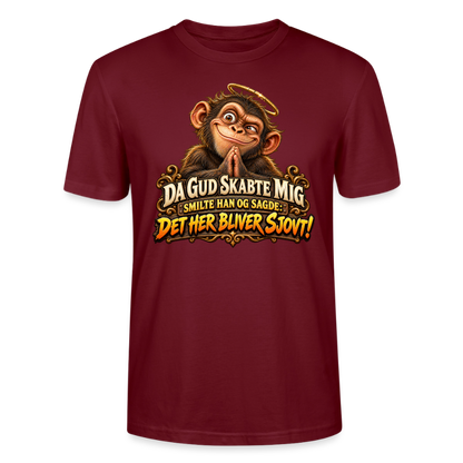 CityShirts - T-shirt - Da Gud skabte mig – Det her bliver sjovt! - CS004 - burgunder-rød