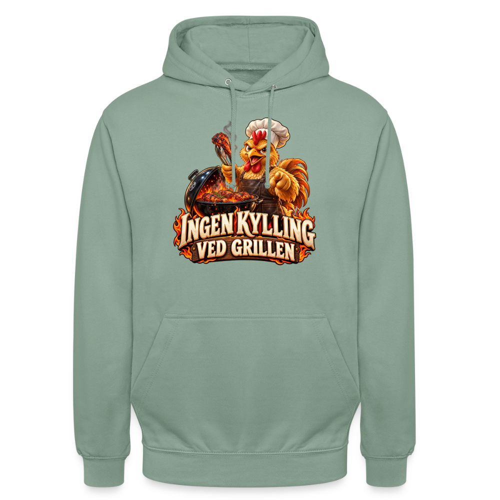 CityShirts - Hoodie - Ingen kylling ved grillen - CS054 - grågrøn