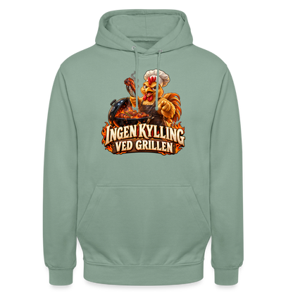CityShirts - Hoodie - Ingen kylling ved grillen - CS054 - grågrøn