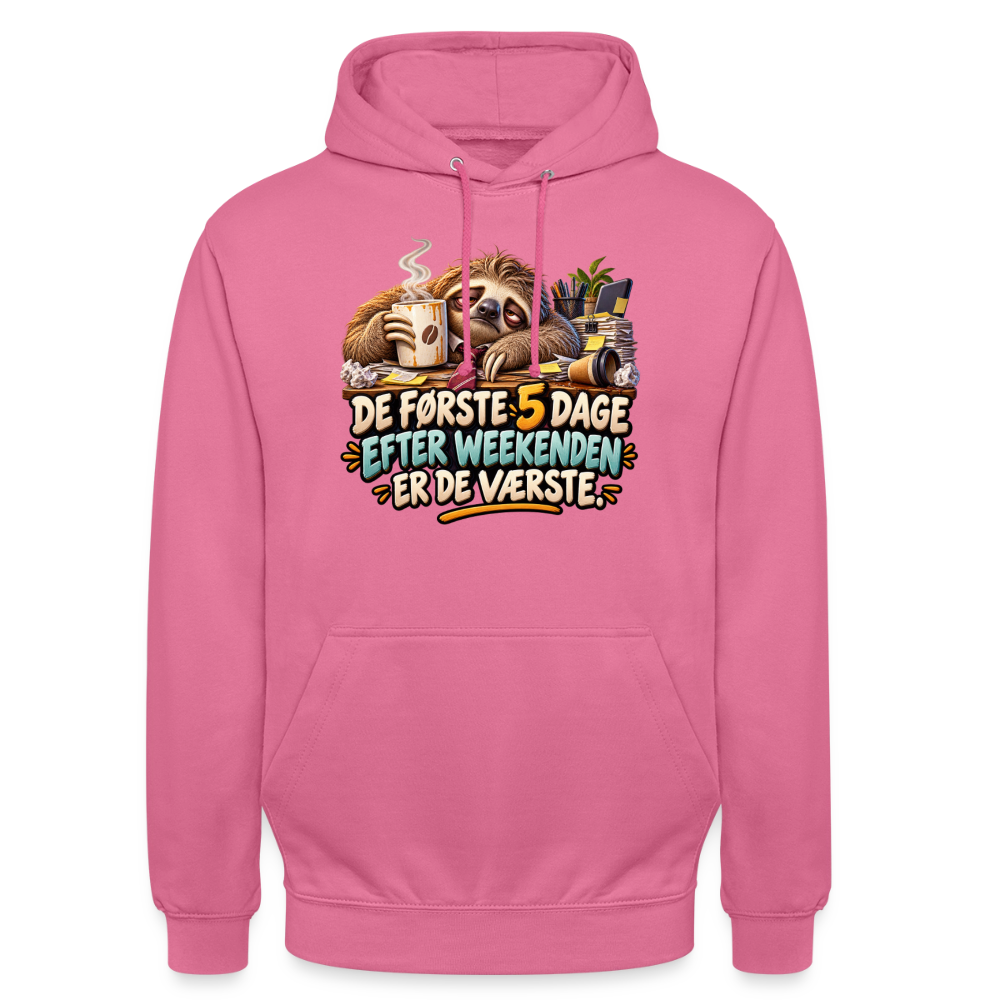 CityShirts - Hoodie - De første 5 dage efter weekenden er de værste - CS023 - pink