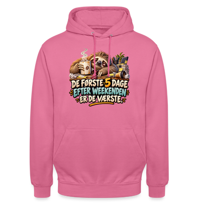 CityShirts - Hoodie - De første 5 dage efter weekenden er de værste - CS023 - pink