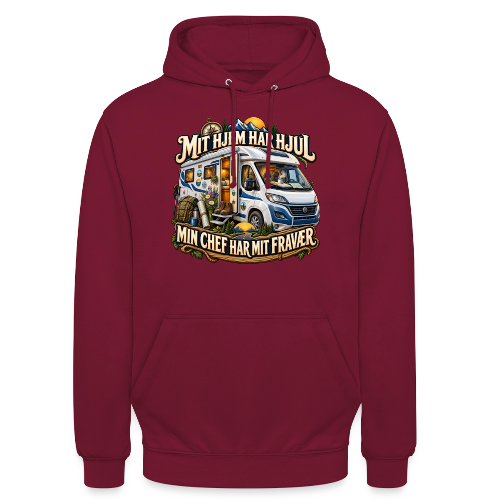 CityShirts - Hoodie - Mit hjem har hjul – Min chef har mit fravær - CS040 - bordeaux