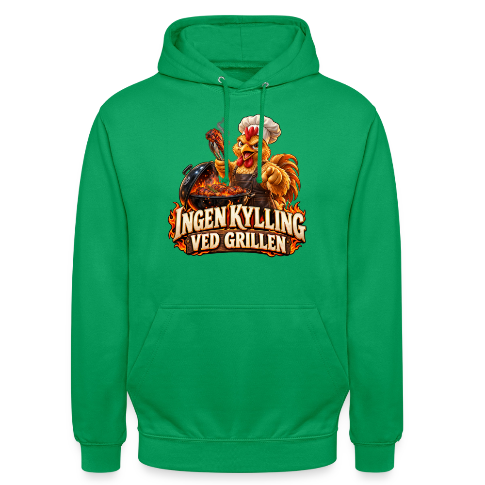 CityShirts - Hoodie - Ingen kylling ved grillen - CS054 - kelly grøn