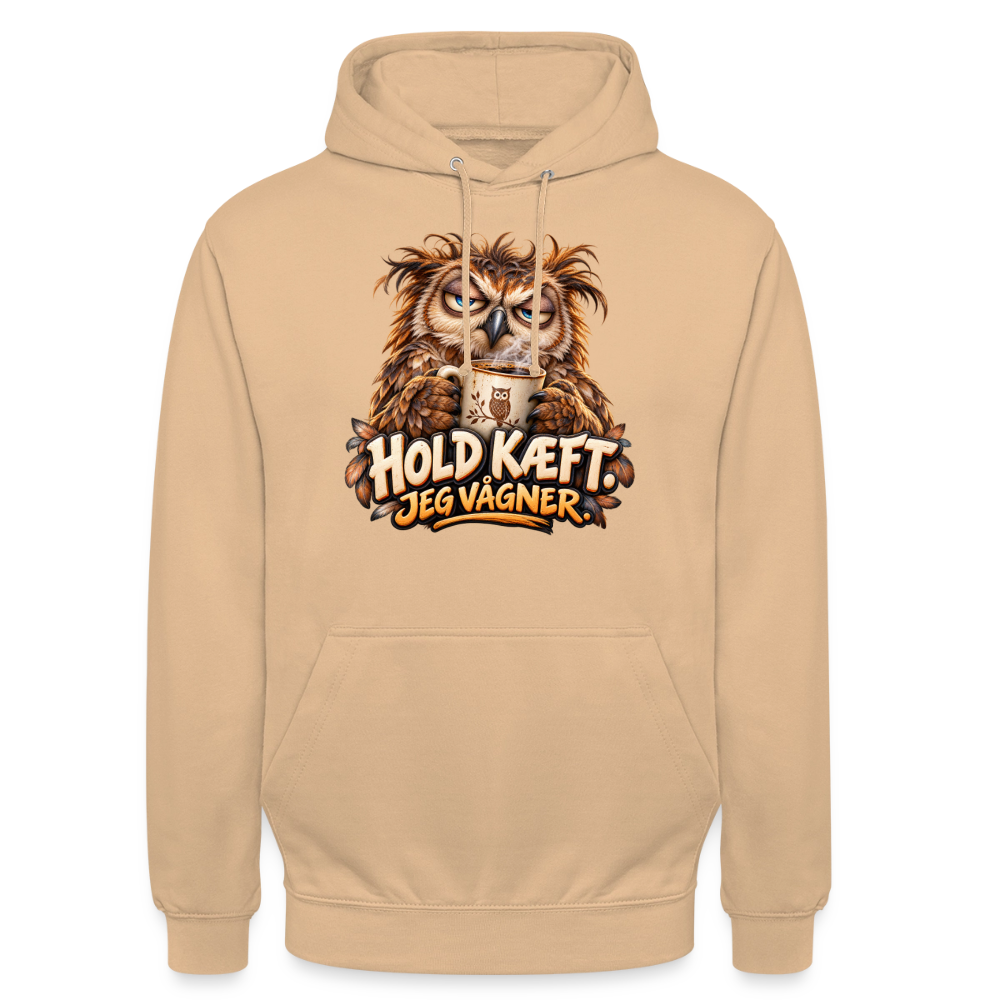CityShirts - Hoodie - Hold kæft. Jeg vågner. – morgenugle - CS027 - fersken