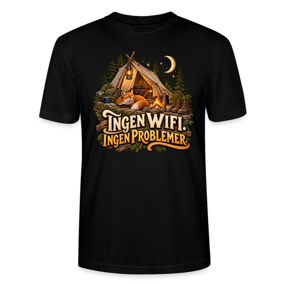 CityShirts - T-shirt - Ingen WiFi. Ingen problemer. - CS036 - sort
