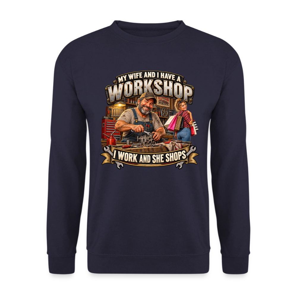 CityShirts - Sweatshirt - Workshop – I work and she shops - CS021 - marineblå