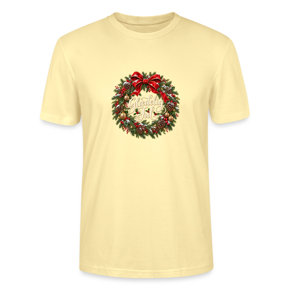 CityShirts - T-shirt - Glædelig Jul – julekrans - CS059 - cremefarvet