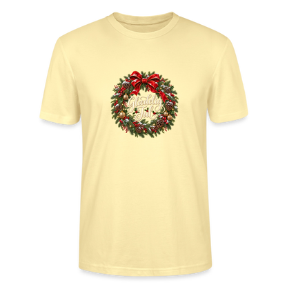 CityShirts - T-shirt - Glædelig Jul – julekrans - CS059 - cremefarvet