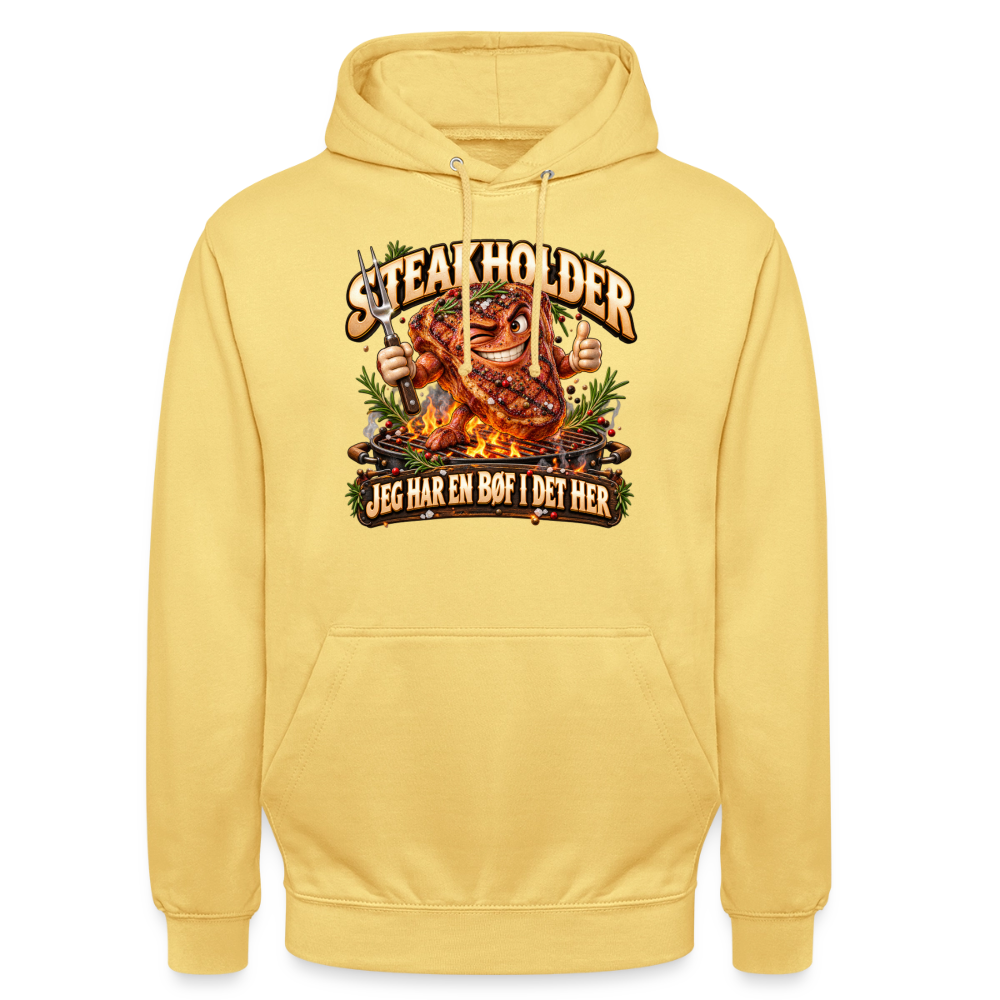 CityShirts - Hoodie - Steakholder – Jeg har en bøf i det her - CS052 - citrongul