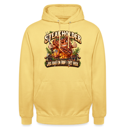CityShirts - Hoodie - Steakholder – Jeg har en bøf i det her - CS052 - citrongul