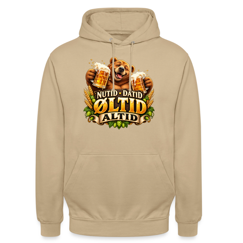 CityShirts - Hoodie - Nutid, datid, øltid – altid - CS006 - beige