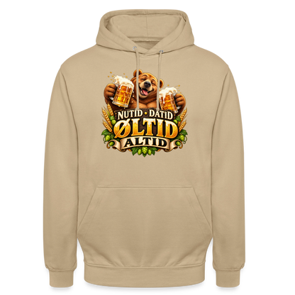 CityShirts - Hoodie - Nutid, datid, øltid – altid - CS006 - beige