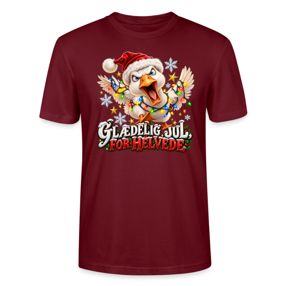 CityShirts - T-shirt - Glædelig jul, for helvede – julegås - CS025 - burgunder-rød