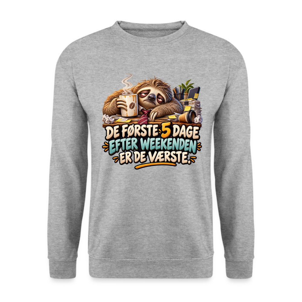 CityShirts - Sweatshirt - De første 5 dage efter weekenden er de værste - CS023 - hvidgrå meleret