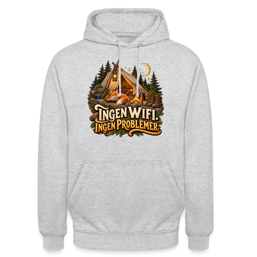CityShirts - Hoodie - Ingen WiFi. Ingen problemer. - CS036 - lysegrå meleret