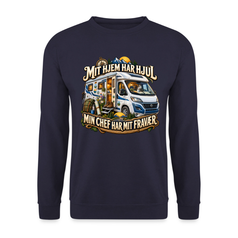 CityShirts - Sweatshirt - Mit hjem har hjul – Min chef har mit fravær - CS040 - marineblå